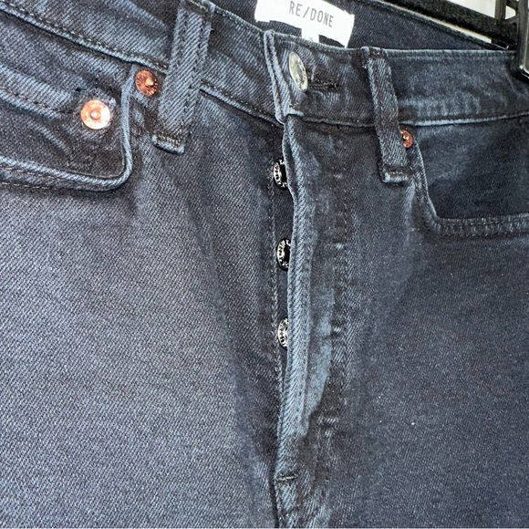 Re/Done 90s High Rise Ankle Crop Jeans in Jet Blue Black Size 26 - Picture 3 of 10